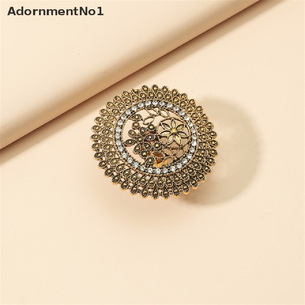 (AdornmentNo1) Cincin Vintage Retro Motif Ukiran Bunga Warna Gold Untuk Perhiasan Wanita / Pesta