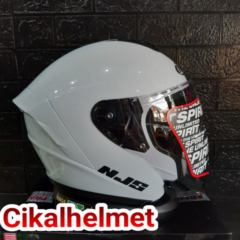 Helm Hall Face Njs Kairoz Solid Flain White Njs Kairoz Putih Original Helmjabodetabek