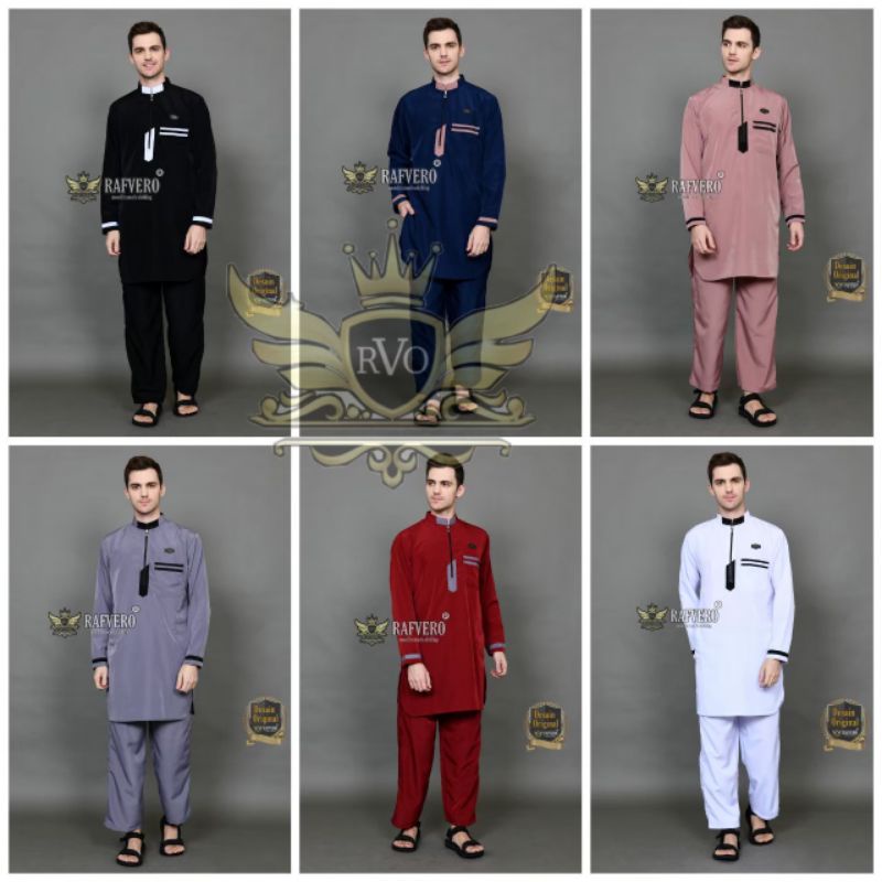 Setelan Baju dan Celana Koko Kurta Pakistan Muslim Pria Dewasa Lengan Panjang