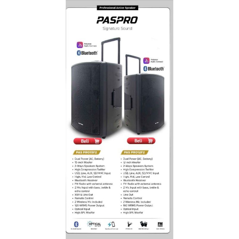 Speaker Polytron PAS PRO12F2 &PAS PRO15F2