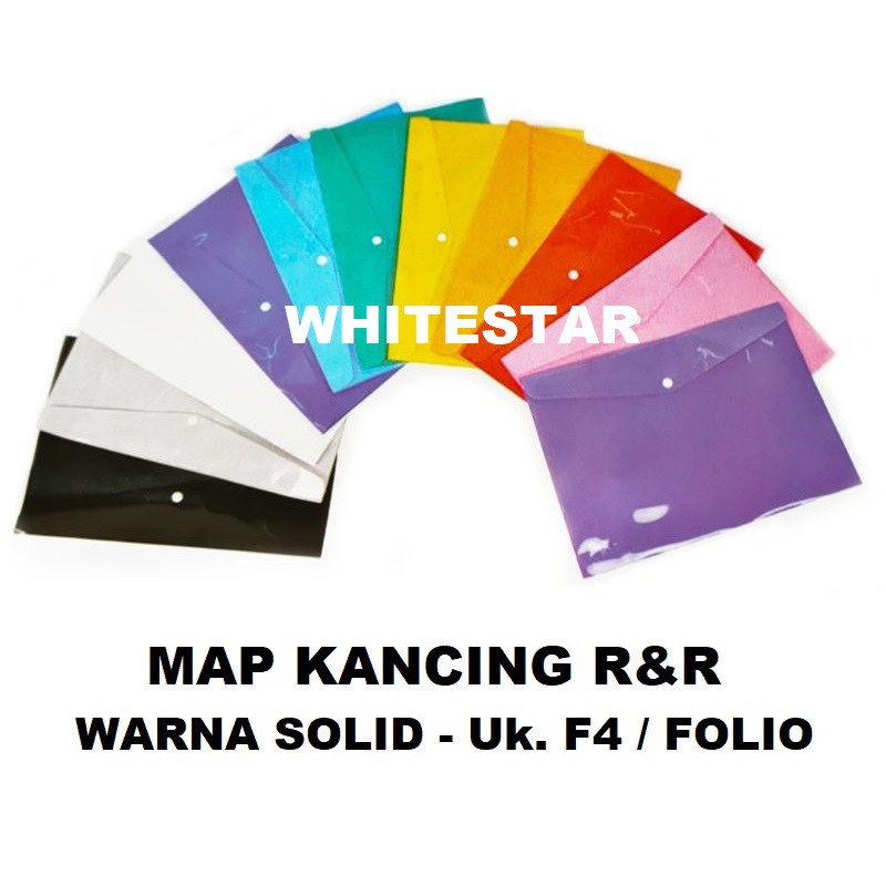 

map plastik kancing 1 warna solid / doff ukuran folio / f4 - r&r