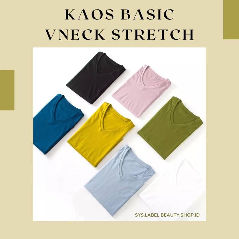 Zehan Kaos Basic Korean Style - Atasan Lengan Pendek V-Neck - Kaos Polos Lengan Pendek F5