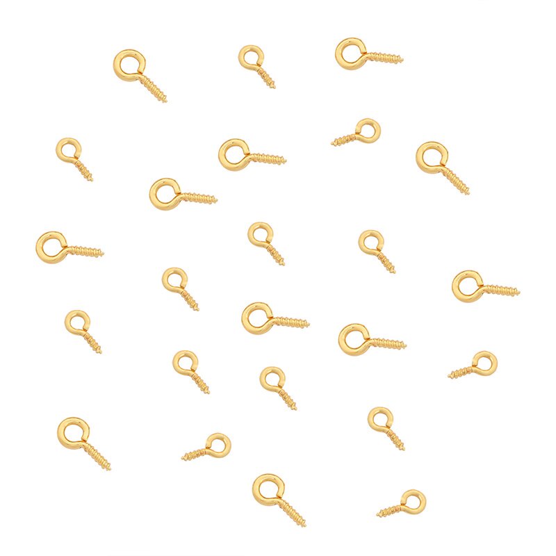 18K Gold Plated 25Pcs/lot 4x8mm 5x10mm Copper Screw Eye Pin for DIY Jewelry Findings Craft Making Earrings Bracelets