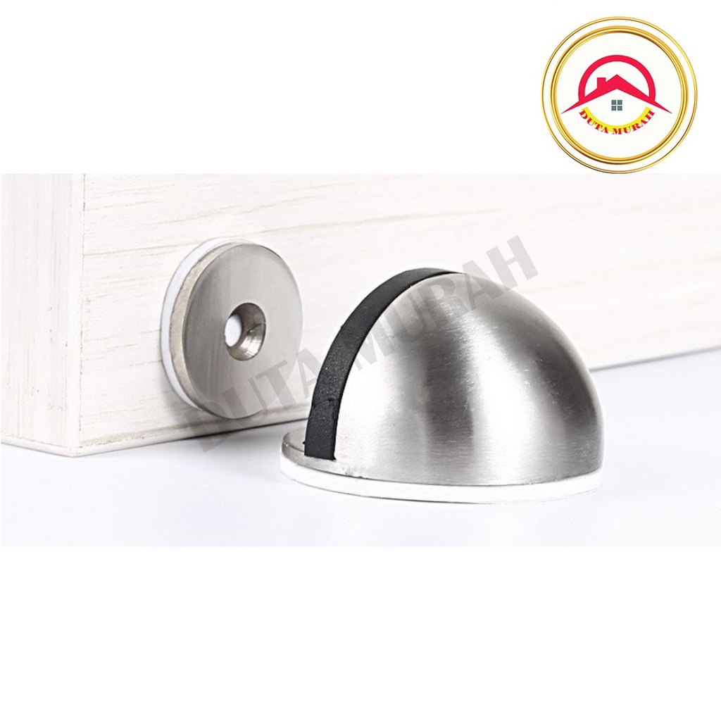 Door Stop Stopper STAINLESS Bulat / Keong Penahan Pintu Lantai Karet Pengganjal Bulat