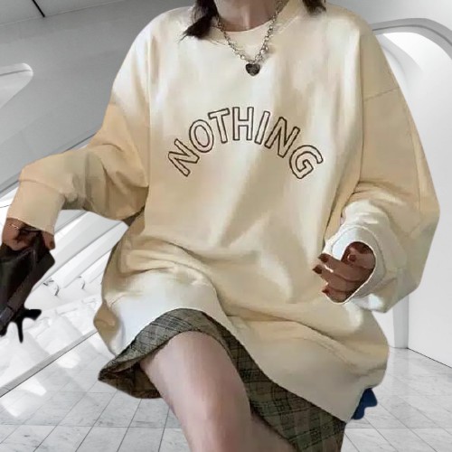 Baju Atasan Sweater Oversize Wanita Remaja Jumbo Modern NOTHING Sweter Big Size Cewek Trend Kekinian