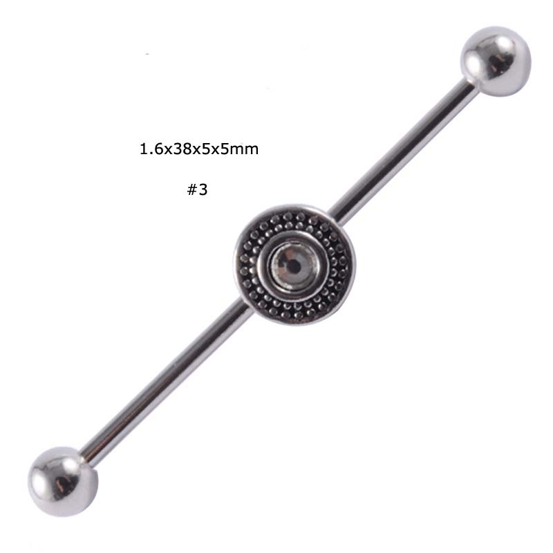 1 Piece Industrial Barbell Earring Piercing Cross Heart Snake Shape Punk Style Unisex