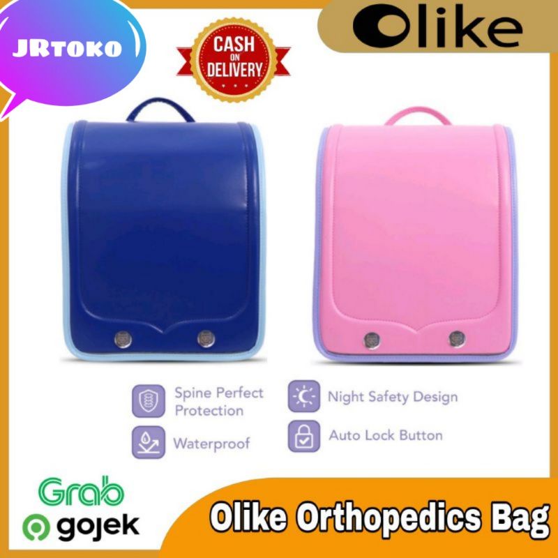 OPPO OLIKE OTLRTHOPEDIC BAG TAS RANSEL SEKOLAH ANAK SD SMP SMA SMU SCHOOL BAG WATERPROOF NIGHT SAFE BLUE PINK