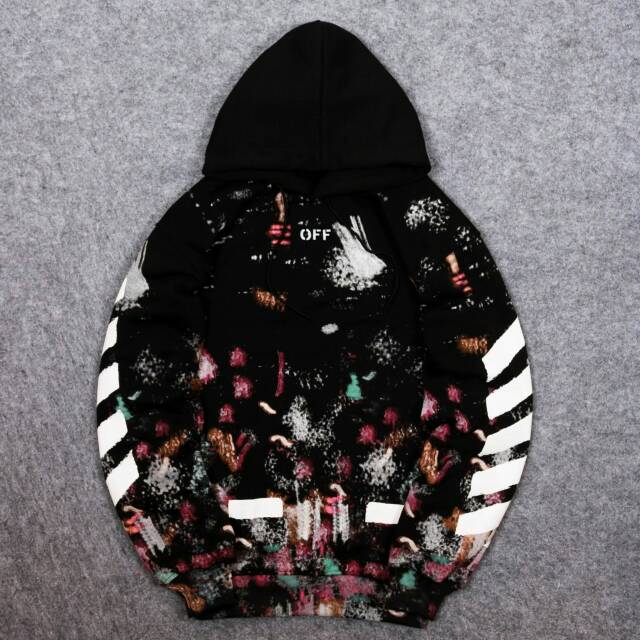 paint splatter off white hoodie