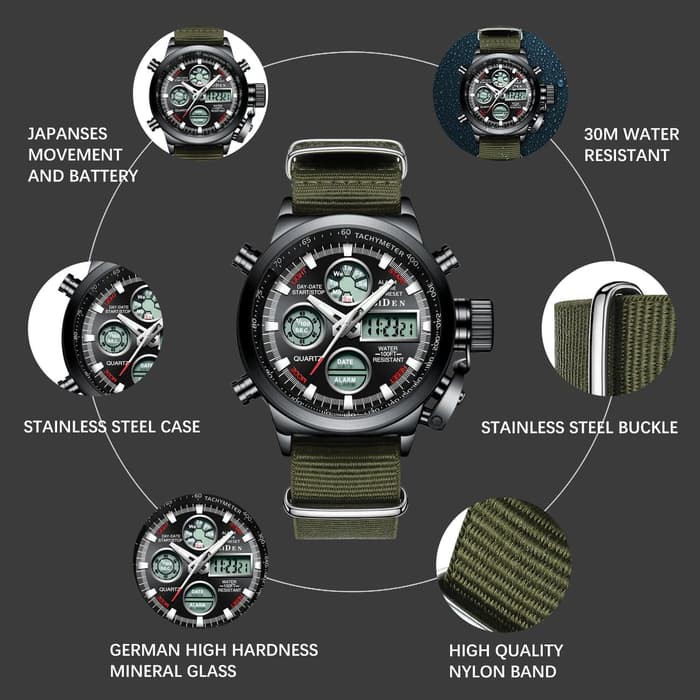 ORIGINAL Jam Tangan BIDEN Pria Army LED Digital 0001