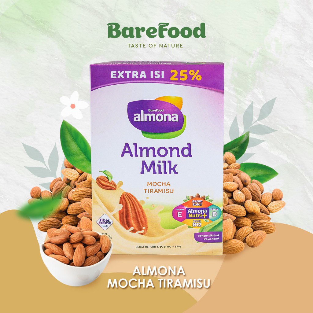 Barefood Almona Almond Milk Pelancar ASI Booster Mocha Tiramisu 175g