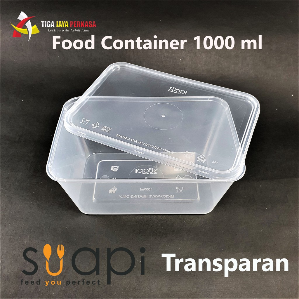 Food Container Suapi 1000 ml / Thinwall Suapi 1000 ml Trans. @50pcs
