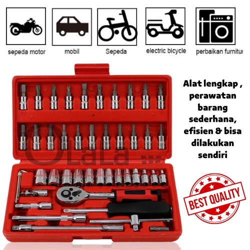 Kunci shock set 46pcs 1/4&quot; multifungsi JL-1046 / 1046AA