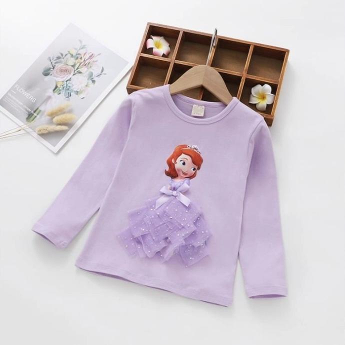 BAJU ANAK LENGAN PANJANG IMPORT,ATASAN KAOS ANAK FROZEN ELSA & SOFI