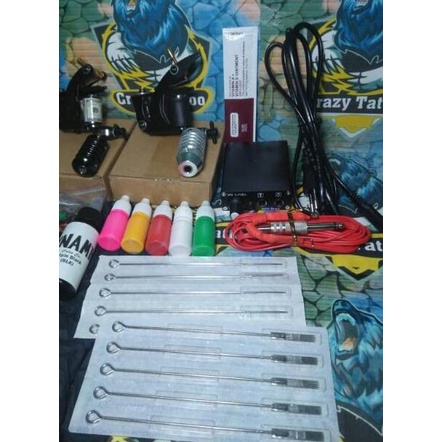 Paket Lengkap C Dua 2 Set Mesin Tattoo Coil Liner Dan Shader Tato Kit