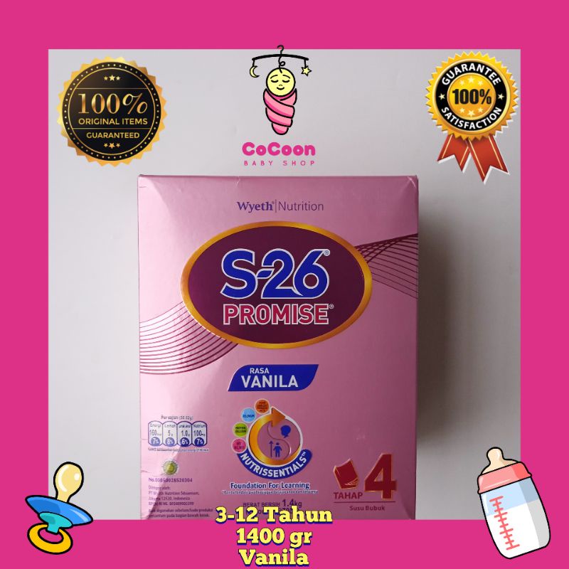 Susu S26 Promise 4 Pouch Nutrissentials 3-12 Tahun Vanila 1400 g 1400gr