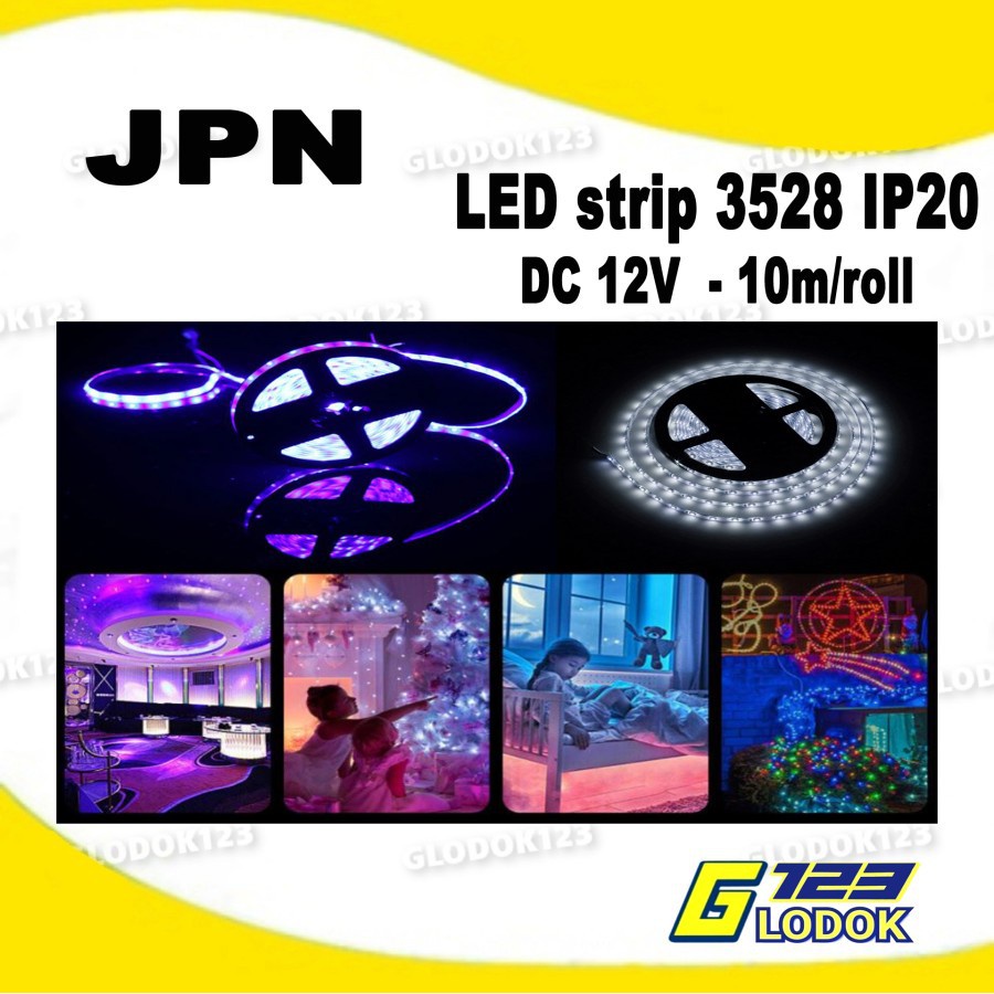 LED strip DC 12V 4.8W 3528 IP20 TEMBAGA PCB KUNING 10m/roll