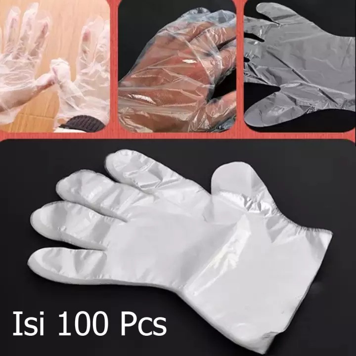 Sarung Tangan Plastik Berkualitas Isi 100 Pcs - Sarung Plastik Hand Glove Pelindung Tangan Isi 100 Pcs - Sarung Tangan Plastik Sekali Pakai Higienis Praktis Isi 100 Pcs