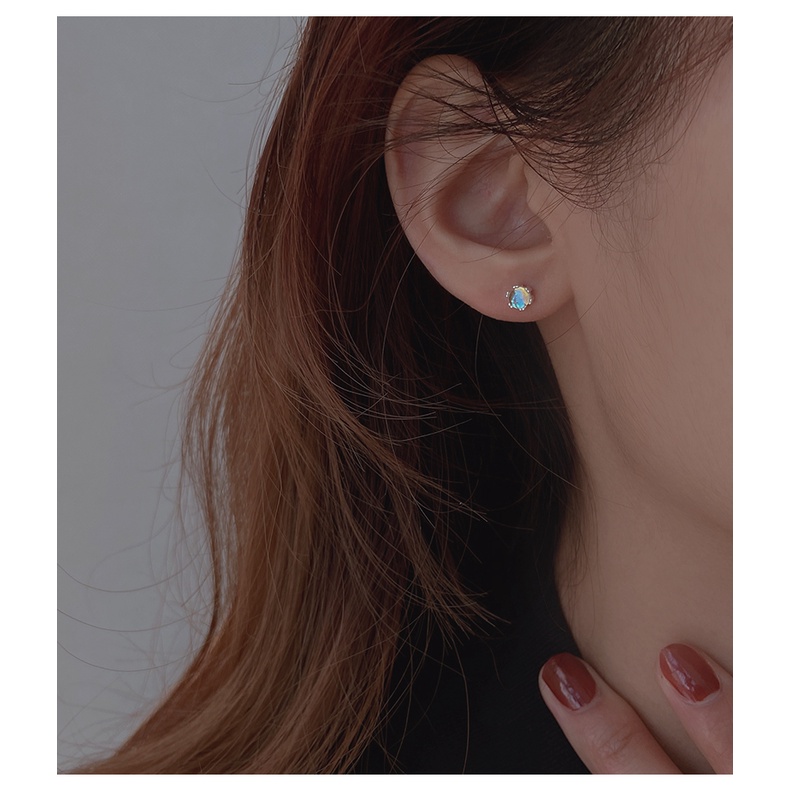 Anting Kait Gantung Bahan Sterling Silver 925 Hias Moonstone Gaya Simple Untuk Wanita