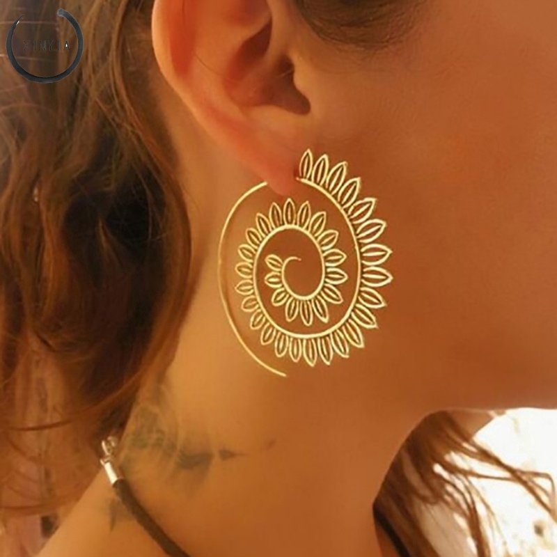 Anting Tusuk Bentuk Spiral Gaya Vintage Unik Untuk Wanita