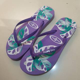  sandal  jepit  wanita motif tanaman hias janda bolong  