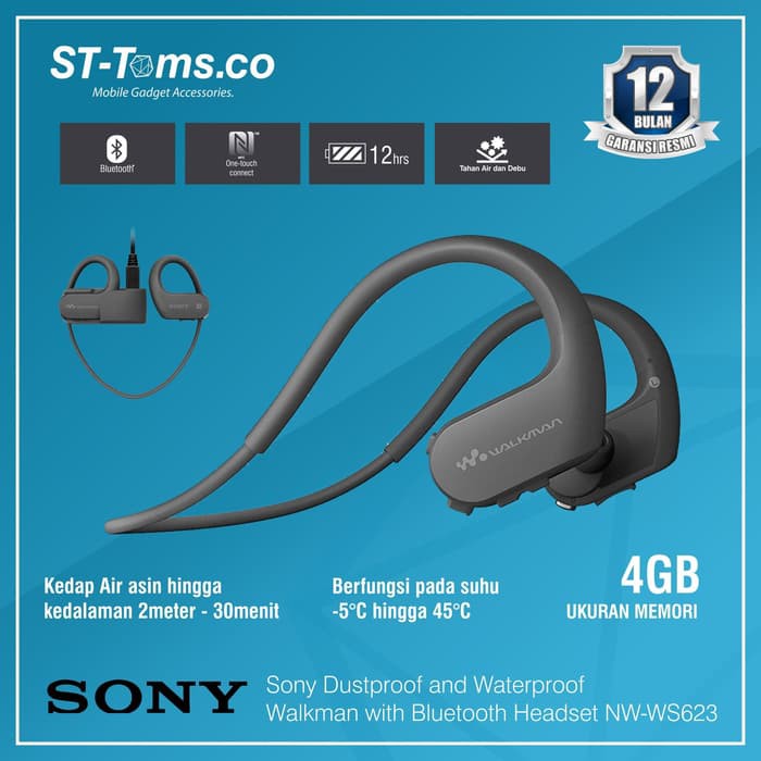 Sony Dustproof and Waterproof Walkman with Bluetooth Headset NW-WS623