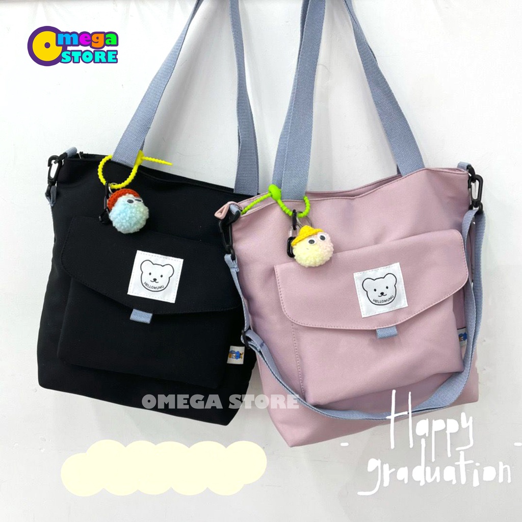 Tote Bag Wanita Resleting Tas Selempang Wanita Bahan Kanvas Tas Sekolah Anak Perempuan Fashion Korea Terbaru - 251