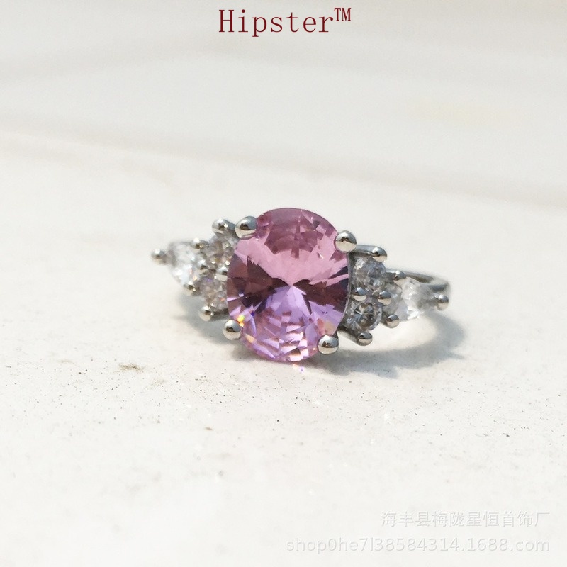 New Product Best-Selling Exquisite Elegant Inlaid Pink Crystal Adjustable Ring