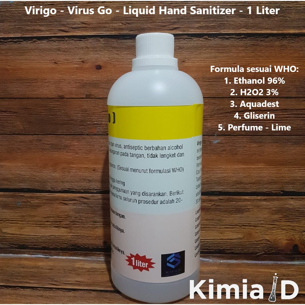 Hand Sanitizer 1 Liter - Virigo Hand Sanitizer Cair - Bakteri - Virus - Corona - Disinfektan spray