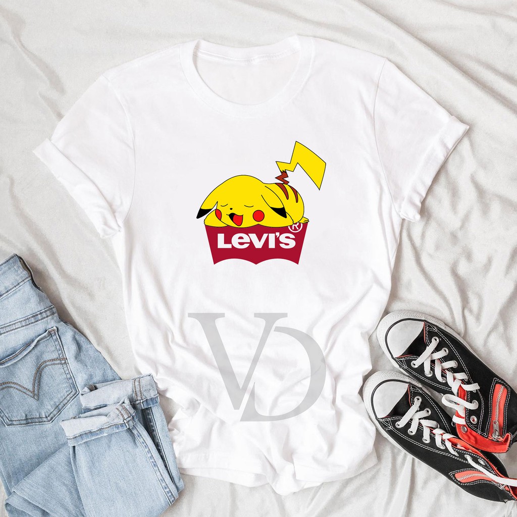 Kaos Distro Pria / Wanita / Kaos T Shirt Pria Wanita / Kaos Cotton Combed 30s / pikachu lepis