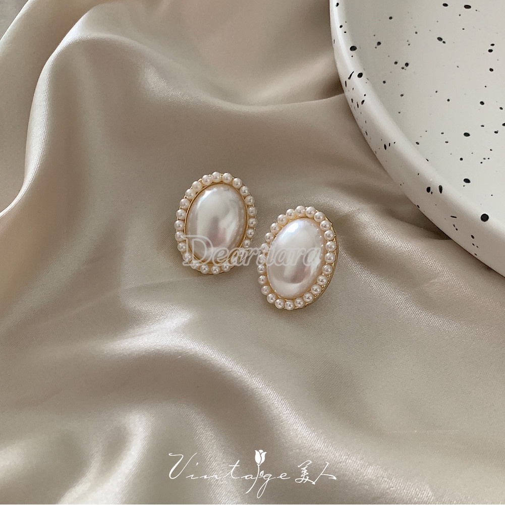 Anting Mutiara Permata Gaya Retro Hong Kong Untuk Wanita