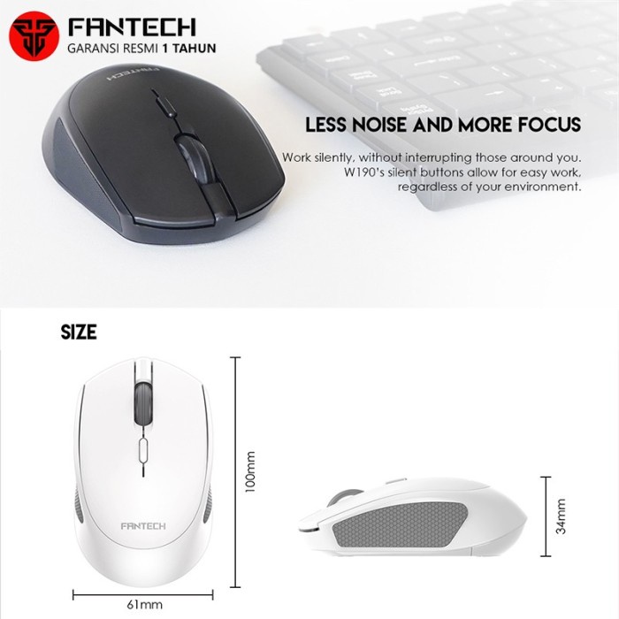 Mouse Bluetooth Wireless Fantech W190 Silent Mouse Bluetooth Wireless