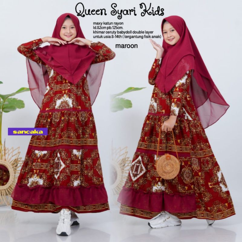 GAMIS MUSLIM ANAK QUEEN SYARI KIDS BY SANCAKA
