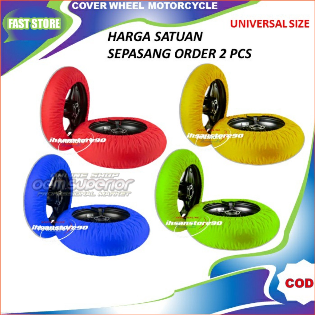 Cover Sarung Penutup Pembungkus Bungkus Pelindung Ban Motor Sport Bebek Matick Metik Road Race Trail Moge Supermoto Custom Contes Soft Wheel Tire Warner / cover ban variasi / Terlaris / Murah