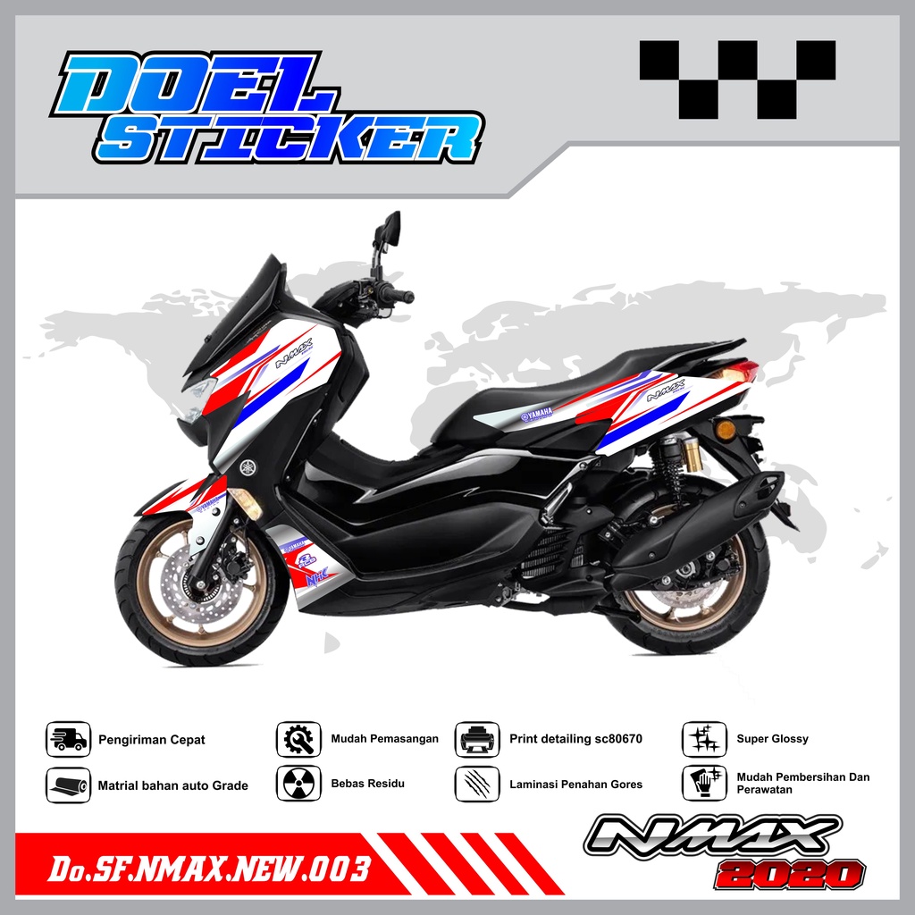 STICKER STRIPING NMAX NEW 2020 - STICKER STRIPING LIST VARIASI HOLOGRAM , CROME YAMAHA NMAX NEW 2020 DOEL 003