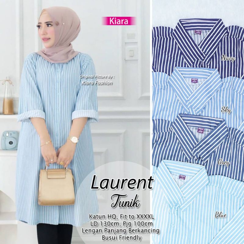 Tunik Katun Jumbo Busui Motif Garis