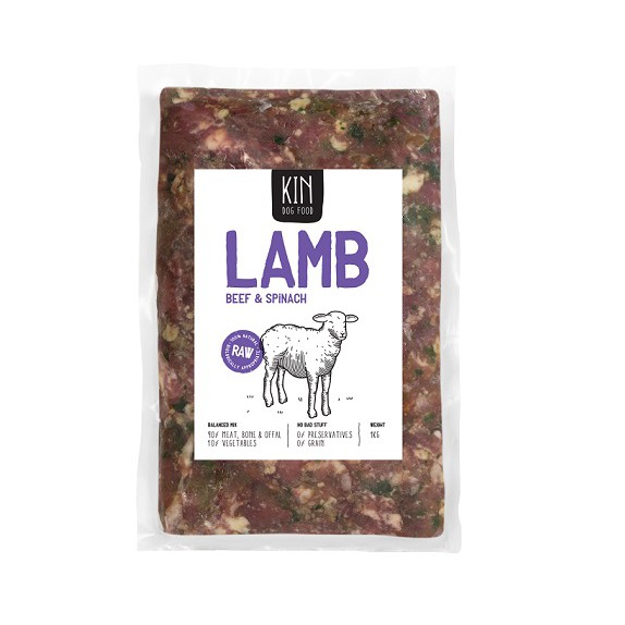 

KINDOGFOOD Makanan Anjing RAW Lamb, Beef , Spinach 1kg