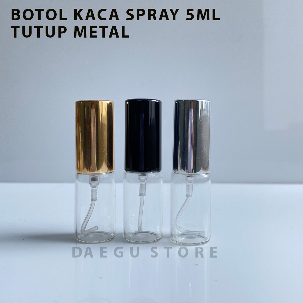 Botol Spray Kaca 5ml Bening Refill Isi Ulang Travel Size - Tutup Metal