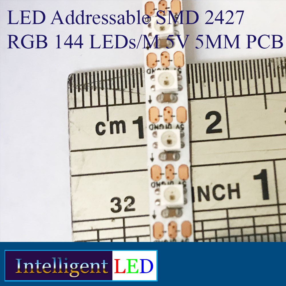 LED Addressable SMD 2427 RGB 144 LEDs/M 5V 5MM WHITE PCB