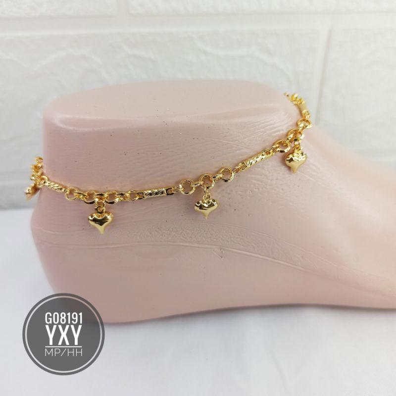 Gelang Kaki Yaxiya Rantai Mix Love Gold