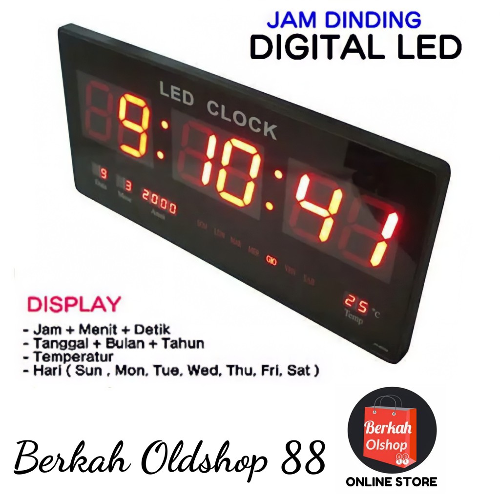 Berkah Oldshop 88 - Jam Dinding Digital LED Meja LED Clock 4622 Merah