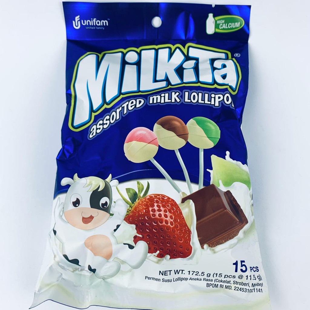 PERMEN MILKITA MILK LOLIPOP 15PCS/MILKITA 172,5g