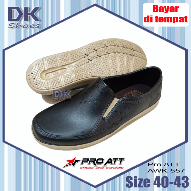 Sepatu Pro ATT AWK 557 Pria 40-43 Hitam PVC Karet Pria Kerja / Sepatu Sneakers Slip On Pria Karet