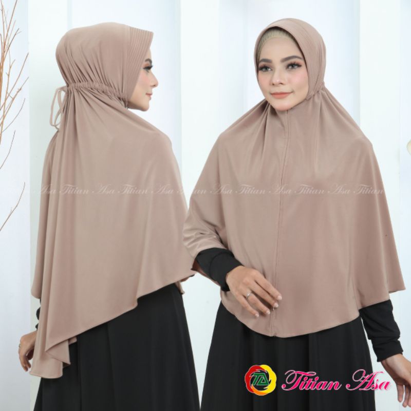 hijab syar'i / bergo jersey korea serut xl titian asa original