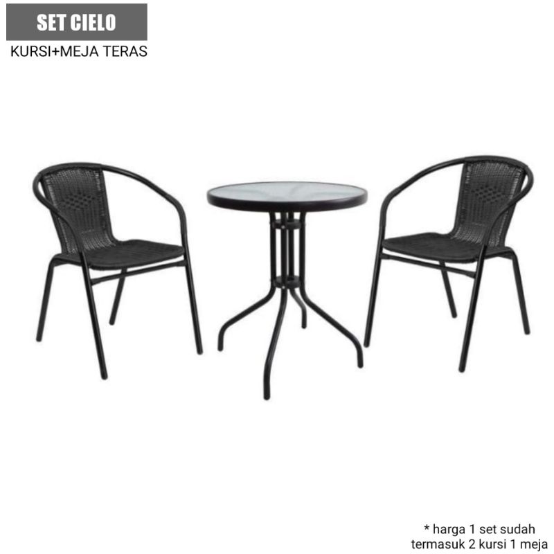 KHUSUS DENPASAR-BALI.Set Meja kursi teras besi 1 meja 2 kursi