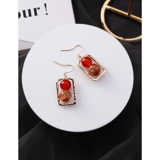 LRC Anting Gantung Fashion Color Gold Foil Ball Color Matching Irregular Geometric Earrings F54331