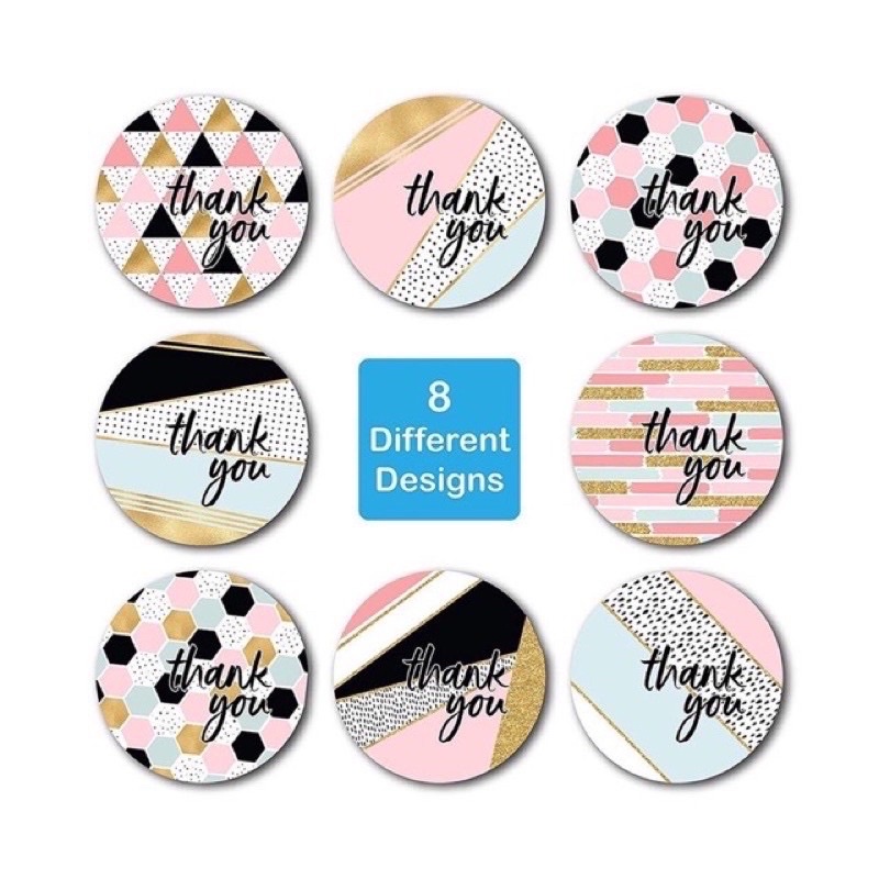 (50pcs) Stiker Thank You Bulat size 2,5cm / Thank You stickers Olshop etc-8 desain