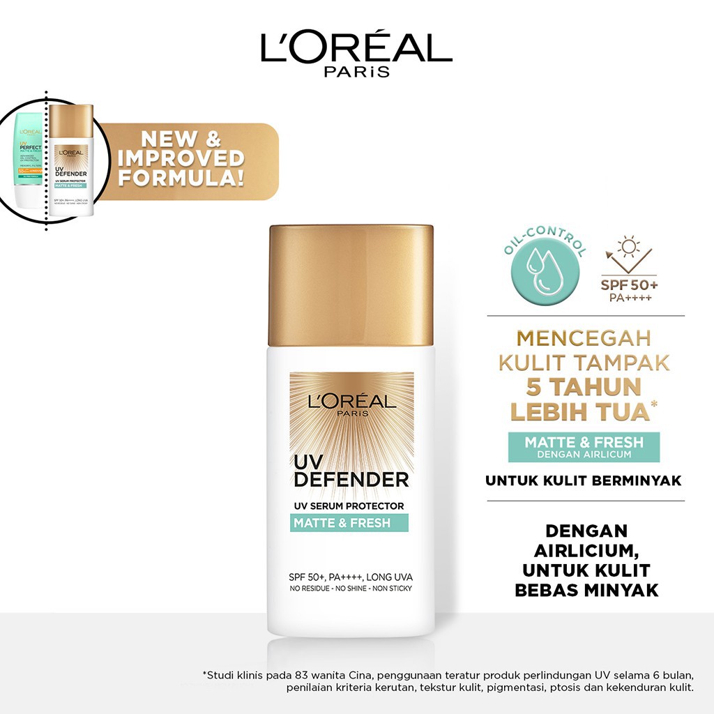 Loreal Paris UV Perfect Sunscreen Skin Care SPF 50 - 50ml (Hasil Matte &amp; Waterproof)