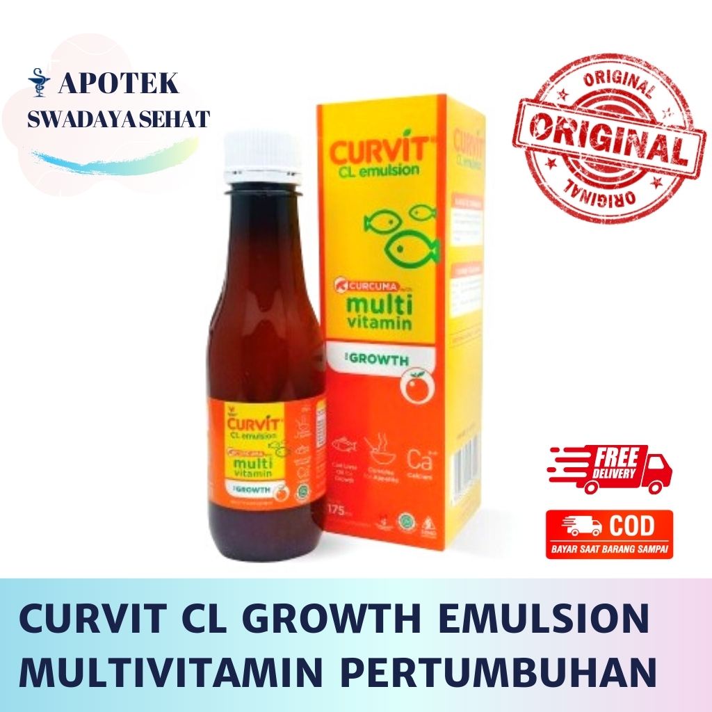 CURVIT CL Emulsion Growth Syrup 175 ML - Sirup Suplemen Peningkat Nafsu Makan Daya Tahan Tubuh Perkembangan Otak Pertumbuhan Anak