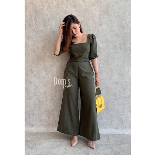 Domscorner - Kulot set Version - Ye jin set CELANA (PO PRE ORDER)-Army JUMBO