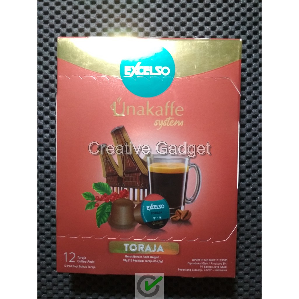 

✅ Excelso Unakaffe Capsule - Toraja ( Kapsul Kopi / Coffee Pods ) 1 pack isi 12 Kapsul Unacaffe Unacafe